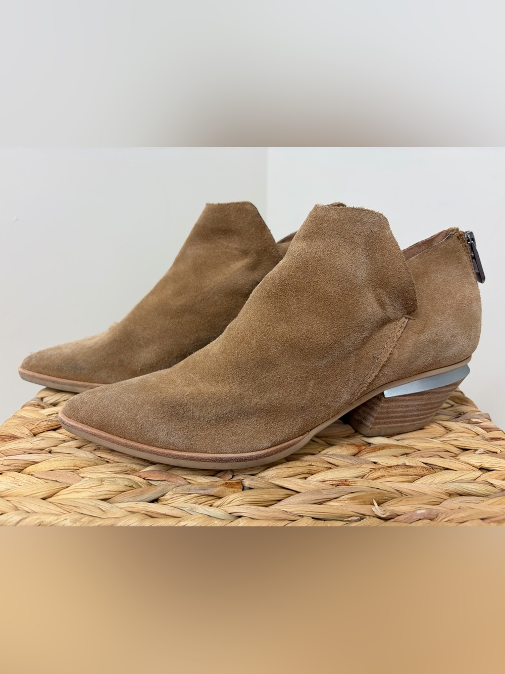 Dolce Vita Chestnut Suede Pointed Ankle Booties